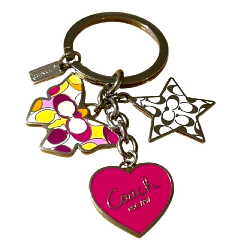 Coach Signature Butterfly Star Heart Mix Charm Keychain Key Ring Fob, NWOT